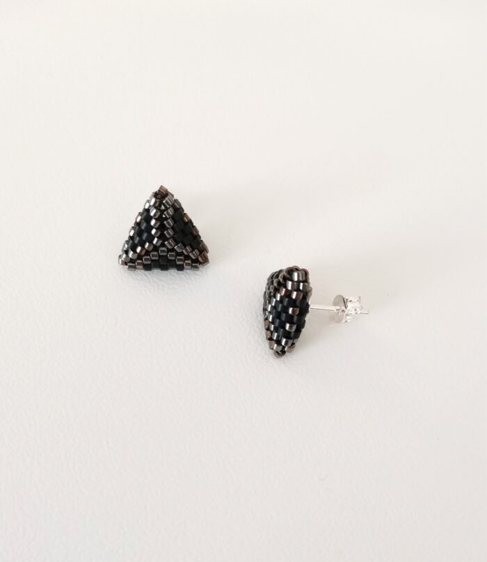 black beaded stud earrings