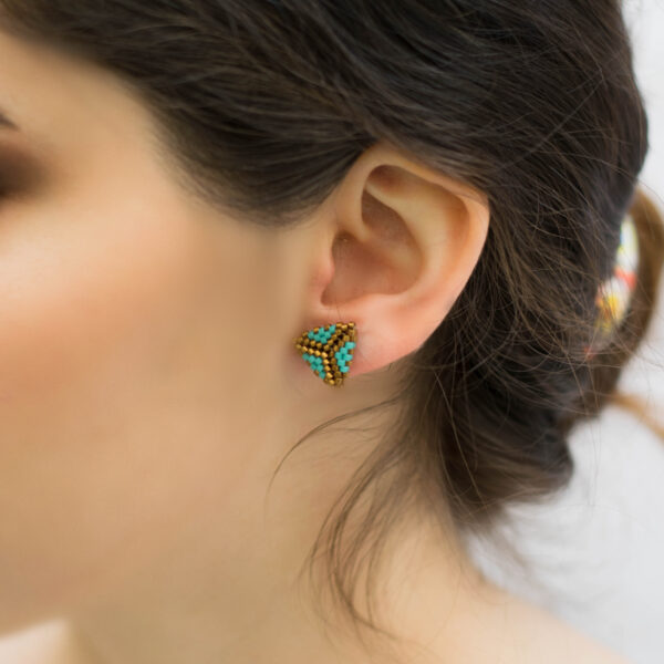 Small triangle beaded stud earrings