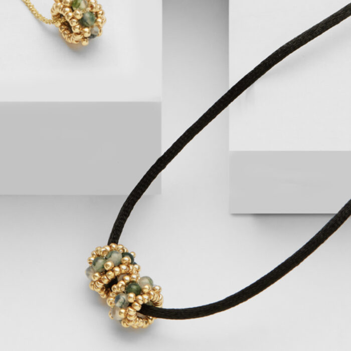 green agate double bead pendant