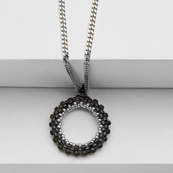mini handmade circle beaded pendant