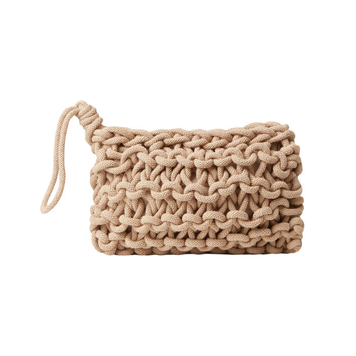 handmade knitted XL Clutch bag in beige