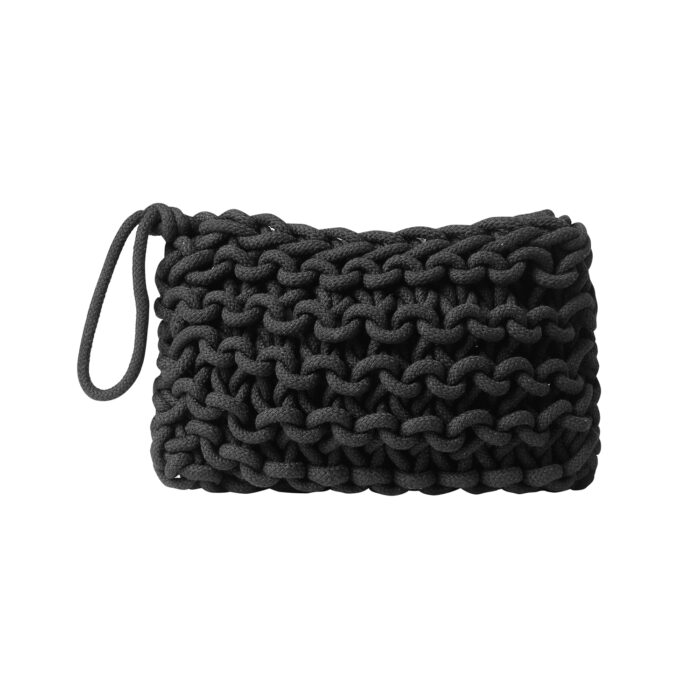 handmade knitted XL Clutch bag in black color