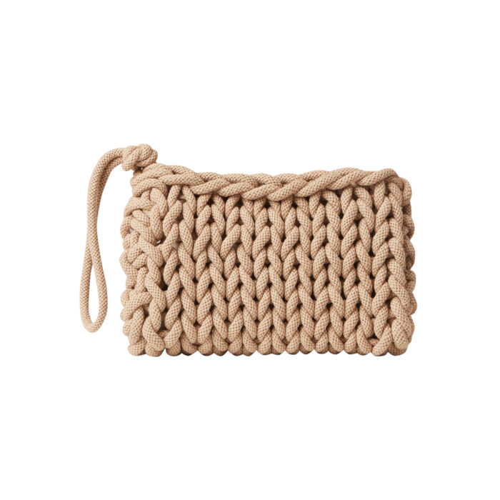 handmade knitted Clutch bag in beige color