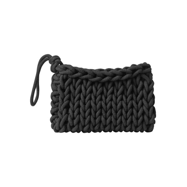 handmade knitted Clutch bag in black color