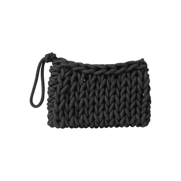handmade knitted Clutch bag in metallic black color