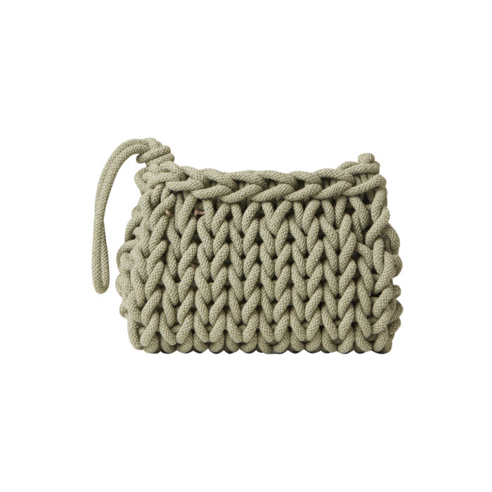 handmade knitted Clutch bag in dark mint green color
